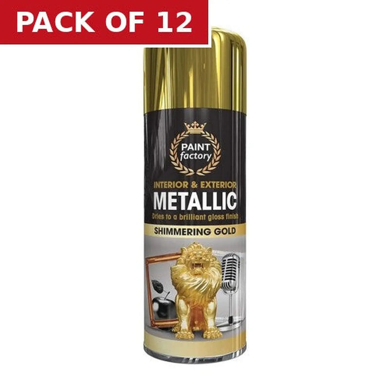 Centurion Paint Factory Metallic Paint, Shimmering Gold (400ml) - Pack of 12
