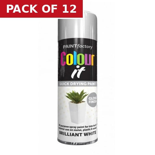 Centurion Paint Factory Colour It Gloss Paint, White (400ml) - Pack of 12