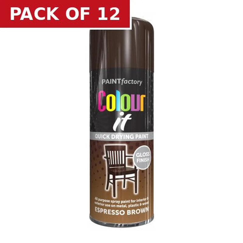 Centurion Paint Factory Colour It Gloss Paint, Brown (400ml) - Pack of 12