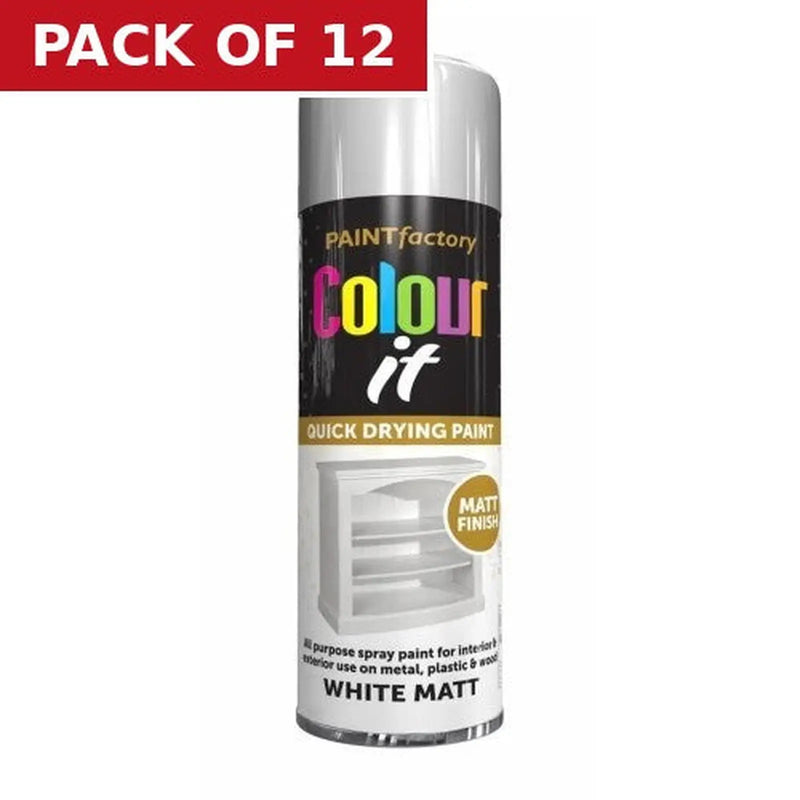 Centurion Colour It Matt Paint, White (400ml) - Pack of 12