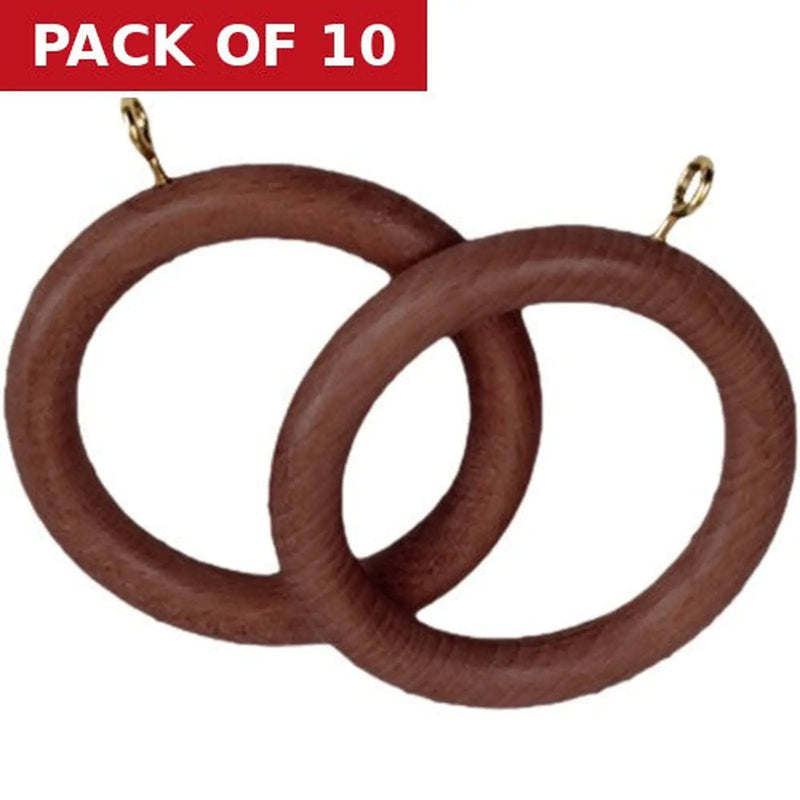 Centurion Renaissance Wooden Curtain Rings Walnut 28mm 4pk - Pack of 10
