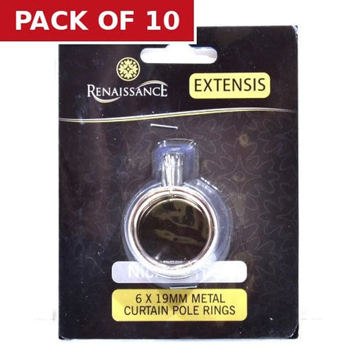 Centurion Renaissance Curtain Rings Brushed Nickel 6pk 19/16mm - Pack of 10