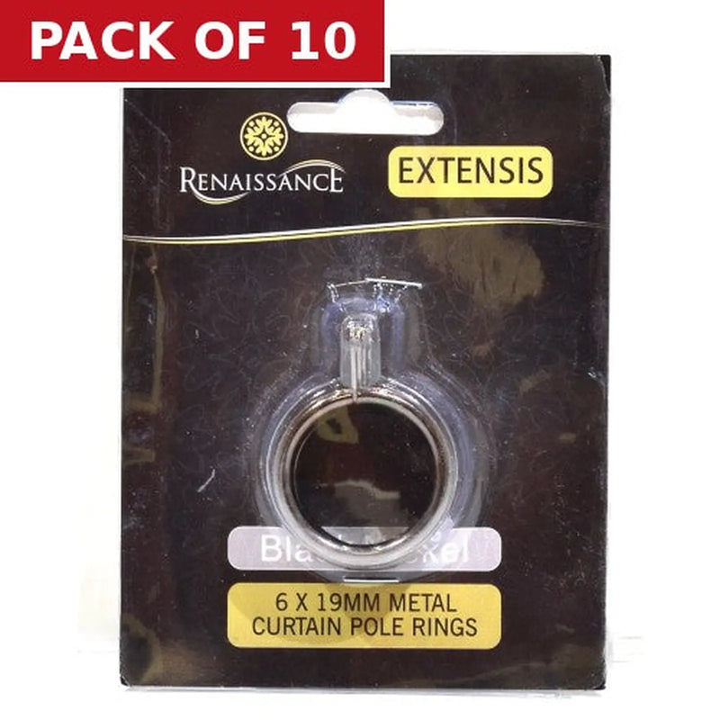 Centurion Renaissance Curtain Rings Black Nickel 6pk 19/16mm - Pack of 10