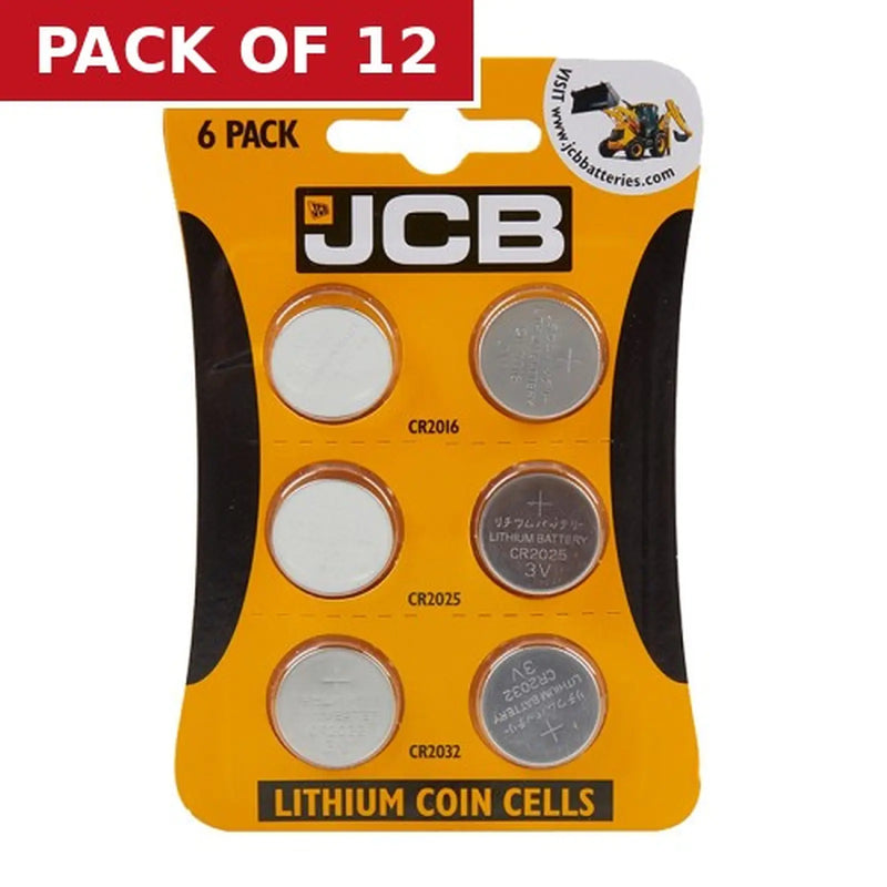 Centurion JCB Assorted Coin Cell Battery, 6 Pack - Pack of 12