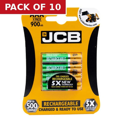 Centurion JCB Rechargeable AAA Batteries, 4 Pack - Pack of 10