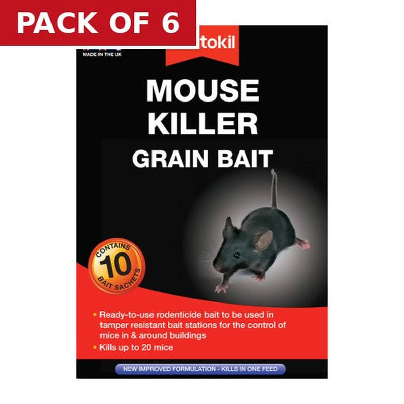 Centurion Rentokil - Mouse Killer Grain Bait - 10 Sachet - Pack of 6