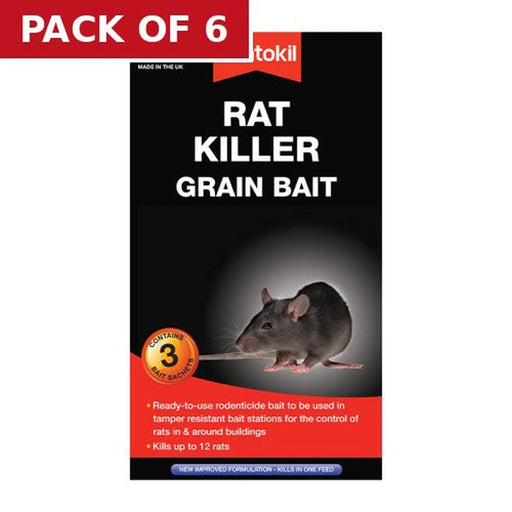 Centurion Rentokil - Rat Killer Grain Bait - 3 Sachet - Pack of 6