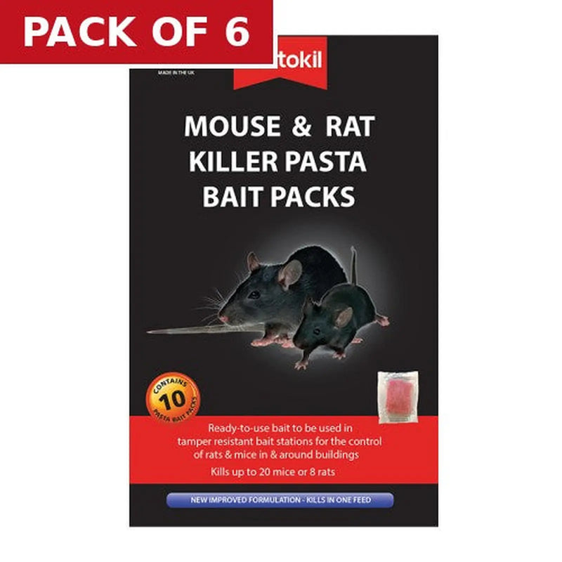 Centurion Rentokil - Mouse & Rat Killer Pasta Bait Packs - 10 Sachet - Pack of 6