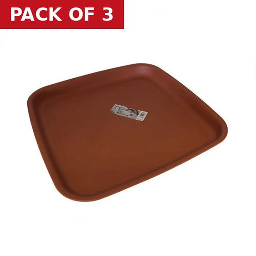 Centurion Square Plastic Gardeners Tray, Terracotta - Pack of 3