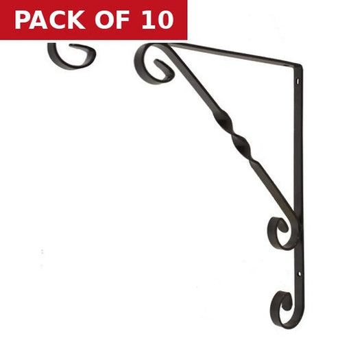 Centurion Wrought Iron Scroll Brackets, Black Finish 250mm - Pack of 10