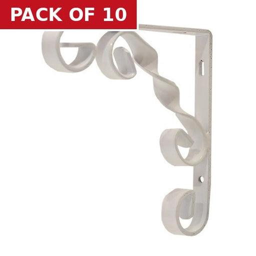 Centurion Wrought Iron Scroll Brackets, White Finish, 100mm - Pack of 10