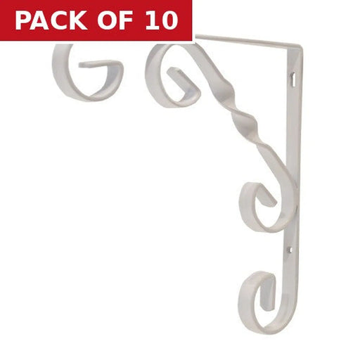 Centurion Wrought Iron Scroll Brackets, White Finish, 150mm - Pack of 10