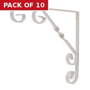 Centurion Wrought Iron Scroll Brackets, White Finish, 200mm - Pack of 10