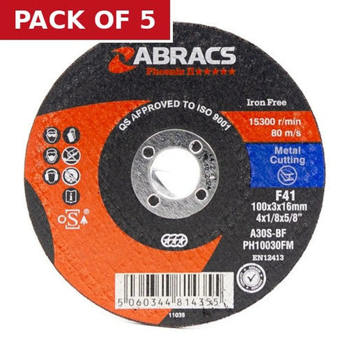 Centurion Phoenix II Flat Metal Cutting Disc (100 x 3 x 16mm) - Pack of 5