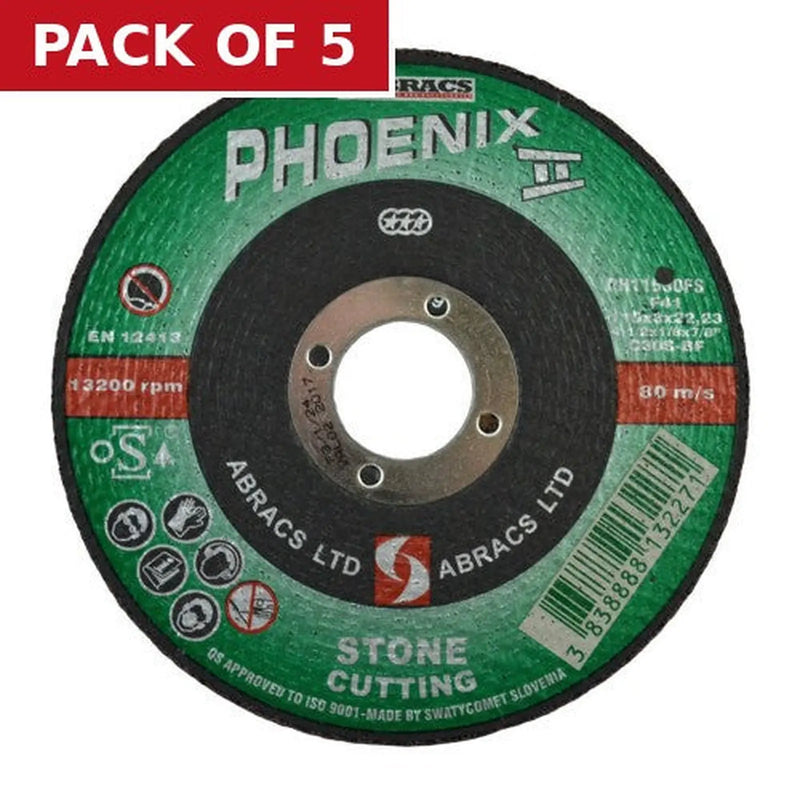 Centurion Phoenix II Flat Masonry Cutting Disc (115 x 3 x 16mm) - Pack of 5