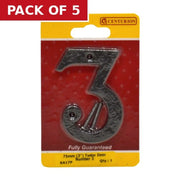 Centurion No.3 Door Numerals, Black, 75mm - Pack of 5