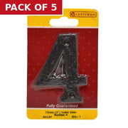 Centurion No.4 Door Numerals, Black, 75mm - Pack of 5
