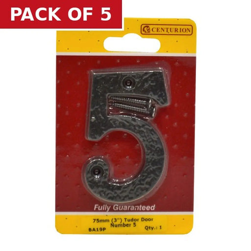 Centurion No.5 Door Numerals, Black, 75mm - Pack of 5