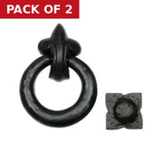 Centurion Fleur De Lys Ring Door Knocker, Black, 125mm - Pack of 2
