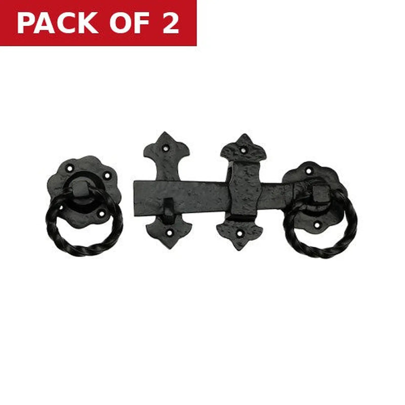 Centurion Fleur De Lys Twist Handle Gate Latch, Black, 125mm - Pack of 2