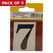 Centurion 51mm Black Traditional Oldstyle Font Vinyl Number 7 - Pack of 5