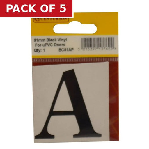 Centurion 51mm Black Traditional Oldstyle Font Vinyl Letter A - Pack of 5