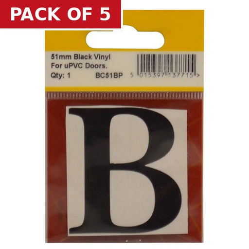 Centurion 51mm Black Traditional Oldstyle Font Vinyl Letter B - Pack of 5