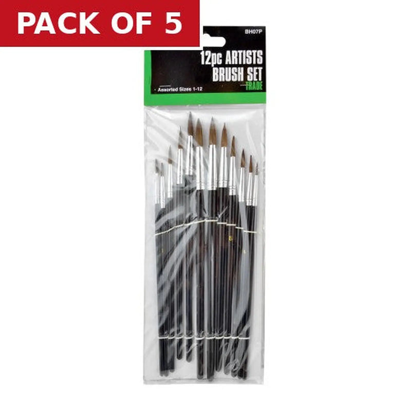 Centurion Trade Artist's Brush Set, Pack of 12 - Pack of 5
