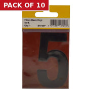 Centurion 75mm Black Helvetica Bold Condensed Style Vinyl Number 5 - Pack of 10