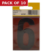 Centurion 75mm Black Helvetica Bold Condensed Style Vinyl Number 6 - Pack of 10