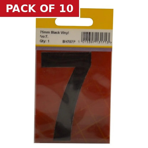 Centurion 75mm Black Helvetica Bold Condensed Style Vinyl Number 7 - Pack of 10