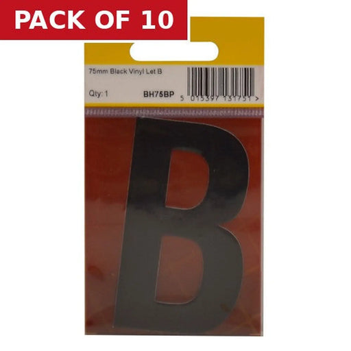 Centurion 75mm Black Helvetica Bold Condensed Style Vinyl Letter B - Pack of 10