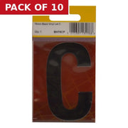 Centurion 75mm Black Helvetica Bold Condensed Style Vinyl Letter C - Pack of 10