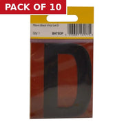 Centurion 75mm Black Helvetica Bold Condensed Style Vinyl Letter D - Pack of 10