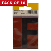 Centurion 75mm Black Helvetica Bold Condensed Style Vinyl Letter F - Pack of 10