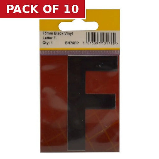 Centurion 75mm Black Helvetica Bold Condensed Style Vinyl Letter F - Pack of 10