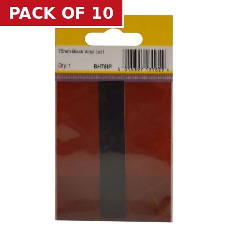 Centurion 75mm Black Helvetica Bold Condensed Style Vinyl Letter I - Pack of 10