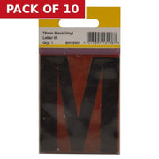 Centurion 75mm Black Helvetica Bold Condensed Style Vinyl Letter M - Pack of 10