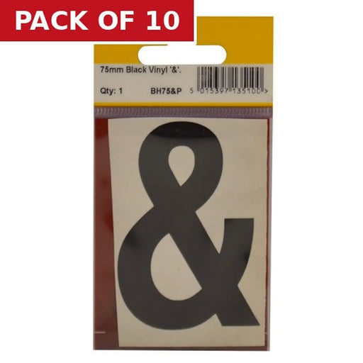Centurion 75mm Black Helvetica Bold Condensed Style Vinyl Letter & - Pack of 10
