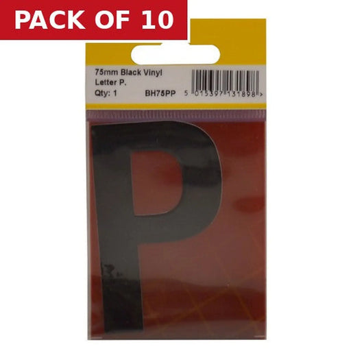 Centurion 75mm Black Helvetica Bold Condensed Style Vinyl Letter P - Pack of 10