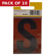 Centurion 75mm Black Helvetica Bold Condensed Style Vinyl Letter S - Pack of 10