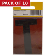 Centurion 75mm Black Helvetica Bold Condensed Style Vinyl Letter T - Pack of 10