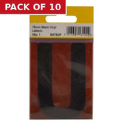 Centurion 75mm Black Helvetica Bold Condensed Style Vinyl Letter U - Pack of 10