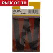 Centurion 75mm Black Helvetica Bold Condensed Style Vinyl Letter W - Pack of 10