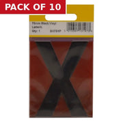 Centurion 75mm Black Helvetica Bold Condensed Style Vinyl Letter X - Pack of 10