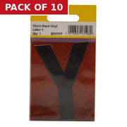 Centurion 75mm Black Helvetica Bold Condensed Style Vinyl Letter Y - Pack of 10