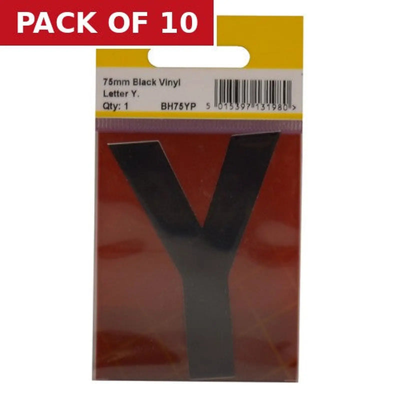 Centurion 75mm Black Helvetica Bold Condensed Style Vinyl Letter Y - Pack of 10