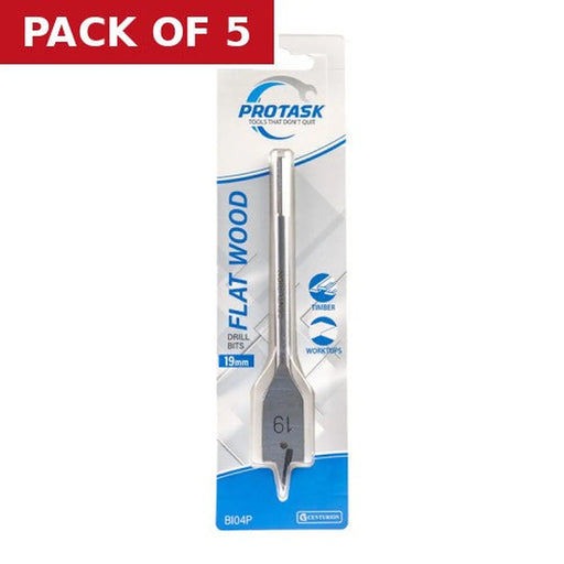 Centurion Protask 19mm Fast Cutting Flat Wood Bit - Pack of 5