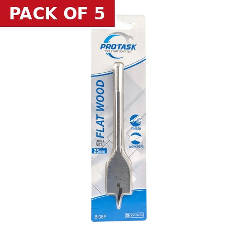 Centurion Protask 25mm Fast Cutting Flat Wood Bit - Pack of 5