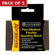 Centurion Abrasives Angled Sanding Block, Fine/Medium 97 x 67 x 27mm - Pack of 5